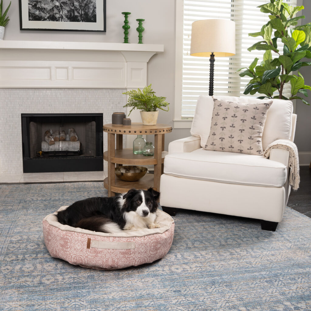 Roll Over Rust Medium Polyfill Round Cloud Dog Bed Bark & Slumber